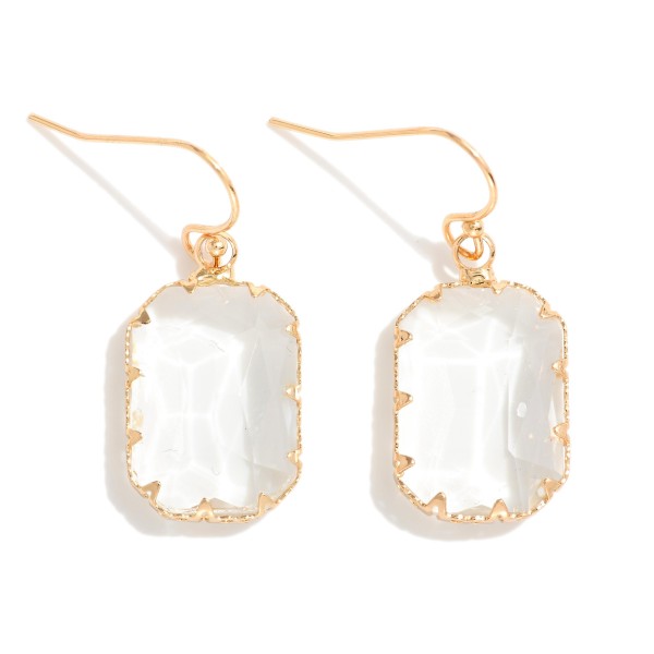 Rectangular Glass Crystal Drop Earrings 

- Approximately 1.25" L