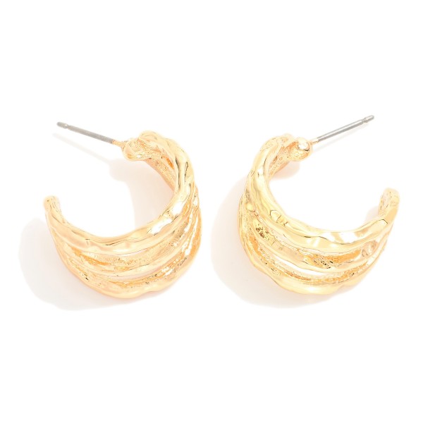 Wholesale hammered Metal Layered Hoop Earrings D