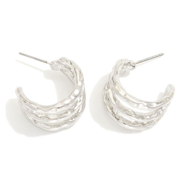 Wholesale hammered Metal Layered Hoop Earrings D