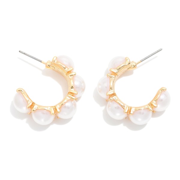 Wholesale pearl Studded Hoop Earrings D