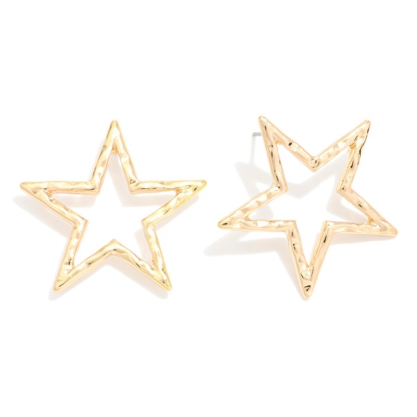 Wholesale hammered Metal Hollow Star Drop Earrings L