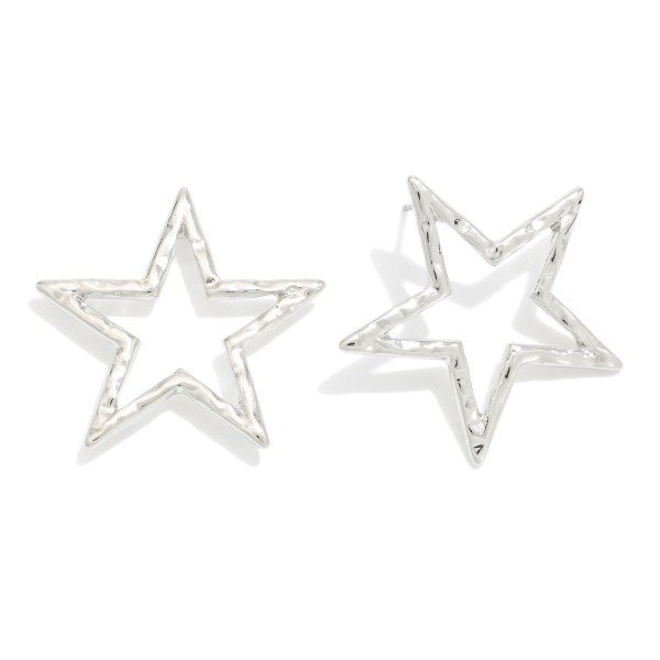 Wholesale hammered Metal Hollow Star Drop Earrings L