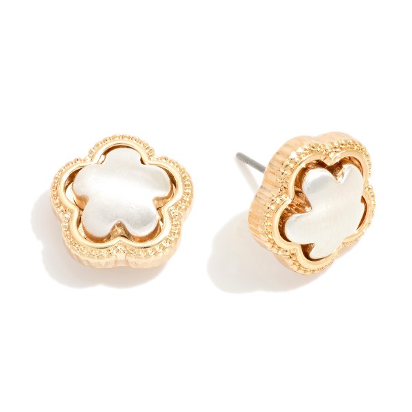 Wholesale metal Puffy Flower Stud Earrings L