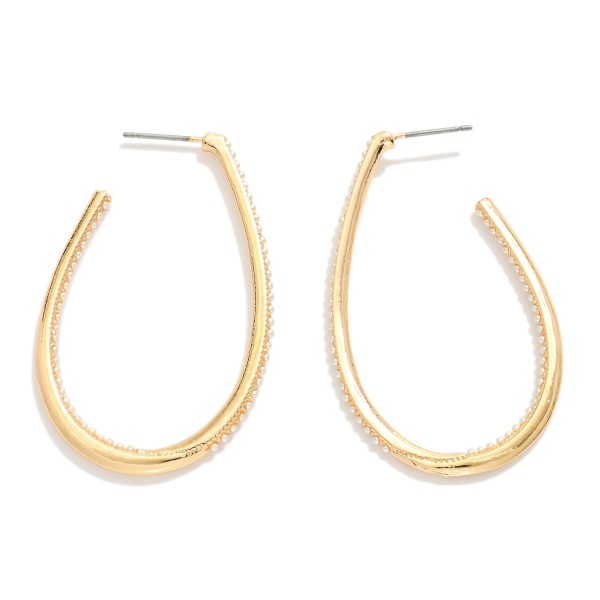 Wholesale pearl Studded Teardrop Hoop Earrings D