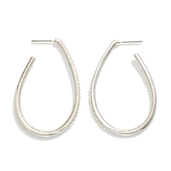 Wholesale pearl Studded Teardrop Hoop Earrings D