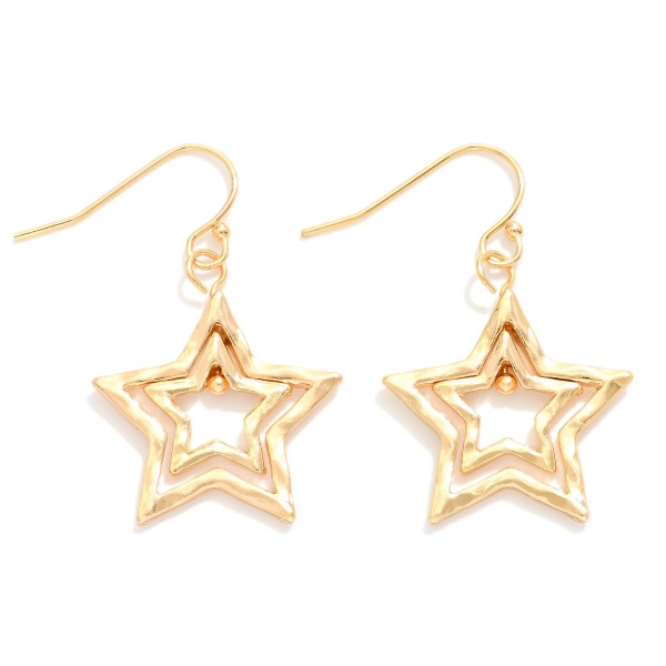 Wholesale hammered Metal Nesting Stars Drop Earrings L