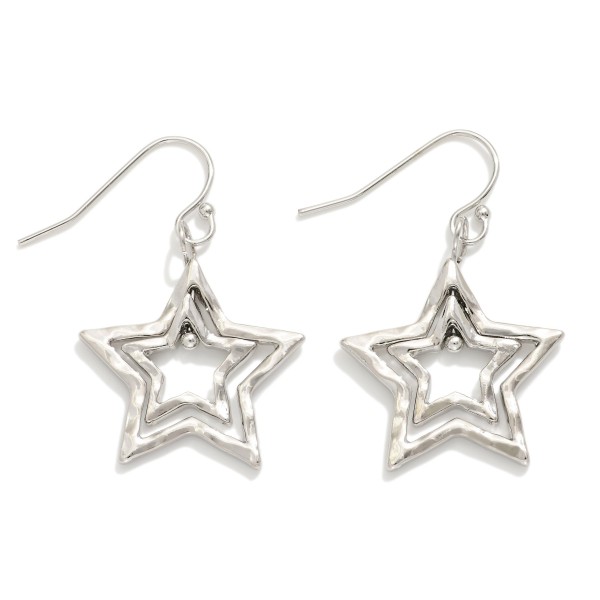 Wholesale hammered Metal Nesting Stars Drop Earrings L