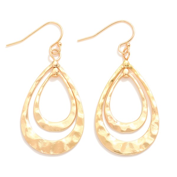 Wholesale hammered Metal Nesting Teardrops Drop Earrings L