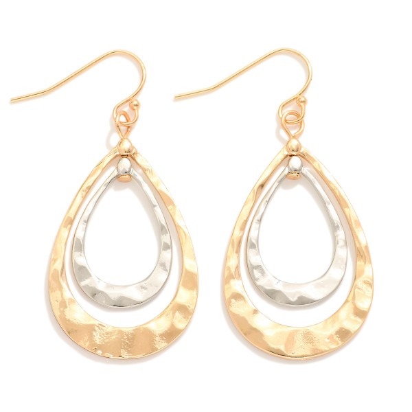 Wholesale hammered Metal Nesting Teardrops Drop Earrings L