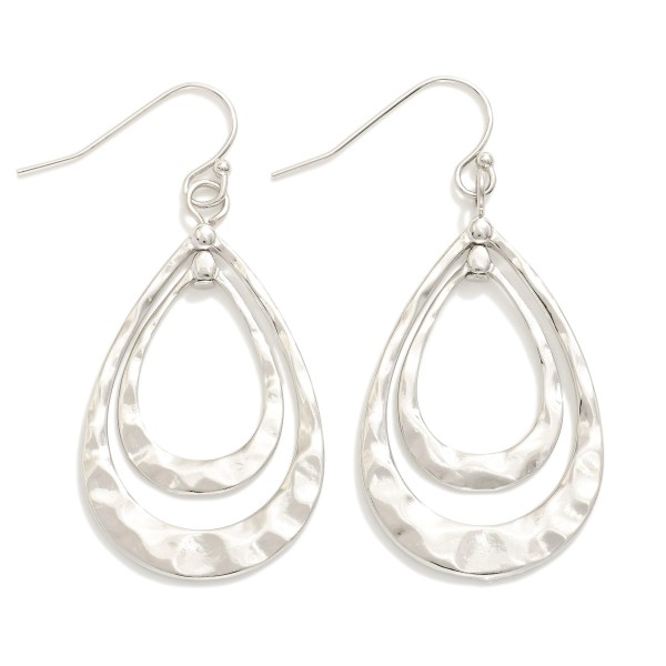 Wholesale hammered Metal Nesting Teardrops Drop Earrings L