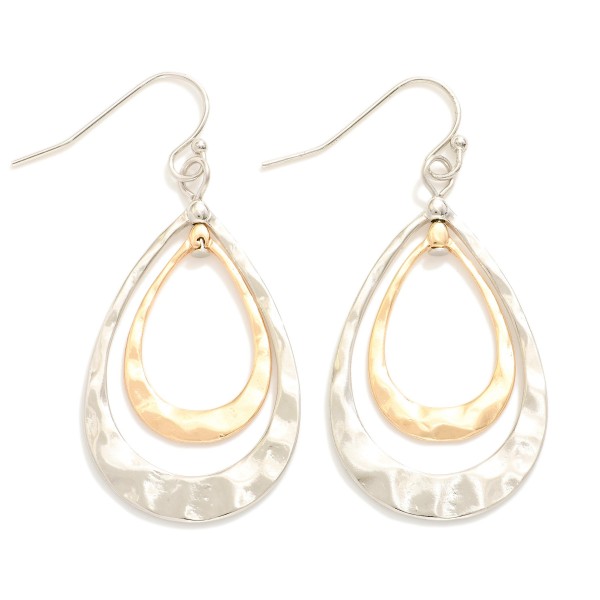 Wholesale hammered Metal Nesting Teardrops Drop Earrings L