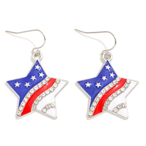 Wholesale enamel Star Drop Earrings Rhinestone Details L