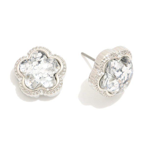 Wholesale glitter Acetate Flower Stud Earrings L