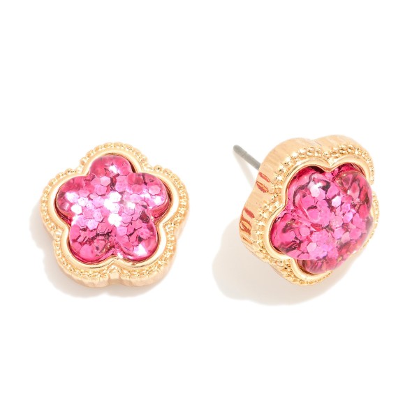 Wholesale glitter Acetate Flower Stud Earrings L