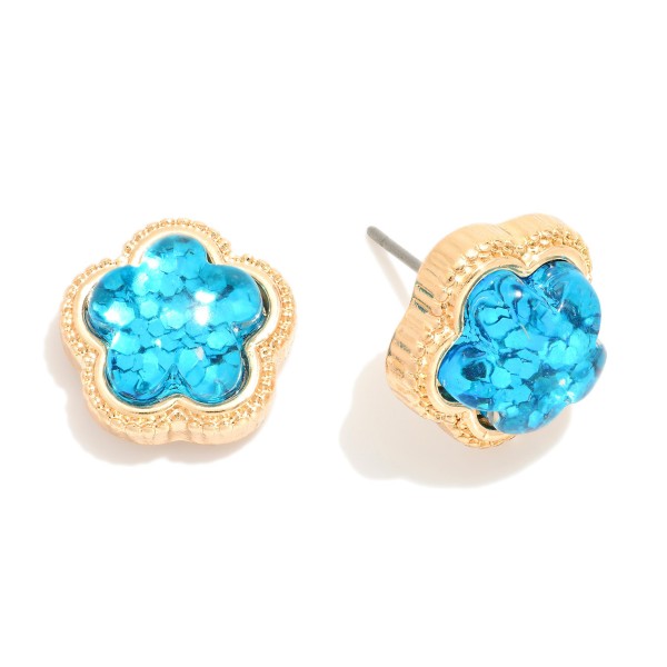 Wholesale glitter Acetate Flower Stud Earrings L