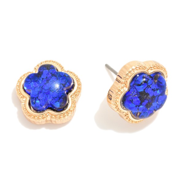 Wholesale glitter Acetate Flower Stud Earrings L