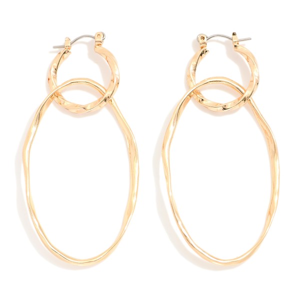 Wholesale metal Linked Twisted Hoop Oval Drop Earrings L