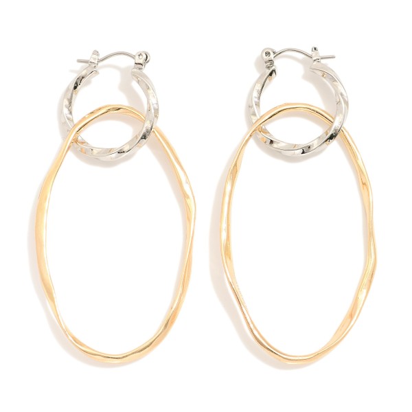 Wholesale metal Linked Twisted Hoop Oval Drop Earrings L