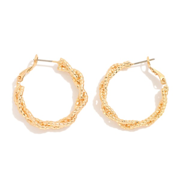 Wholesale textured Braided Metal Hoop Earrings D