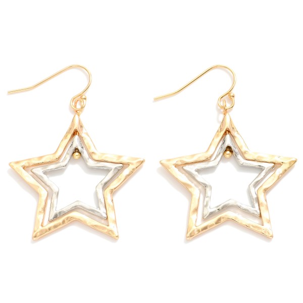Wholesale nesting Hammered Metal Stars Drop Earrings L