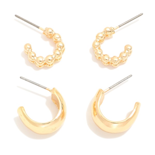 Wholesale set Two Metal Linked Ball Chunky Hoop Earrings D