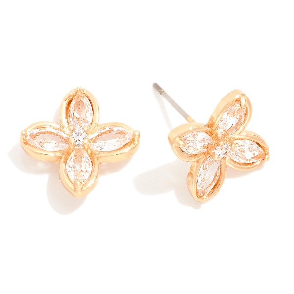 Wholesale cubic Zirconia Flowers Stud Earrings L