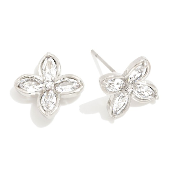 Wholesale cubic Zirconia Flowers Stud Earrings L