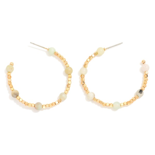 Wholesale stone Metal Beaded Hoop Earrings D