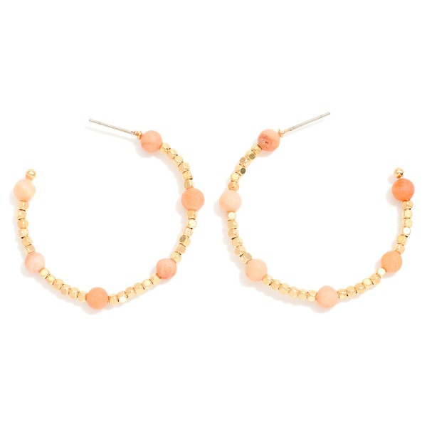 Wholesale stone Metal Beaded Hoop Earrings D