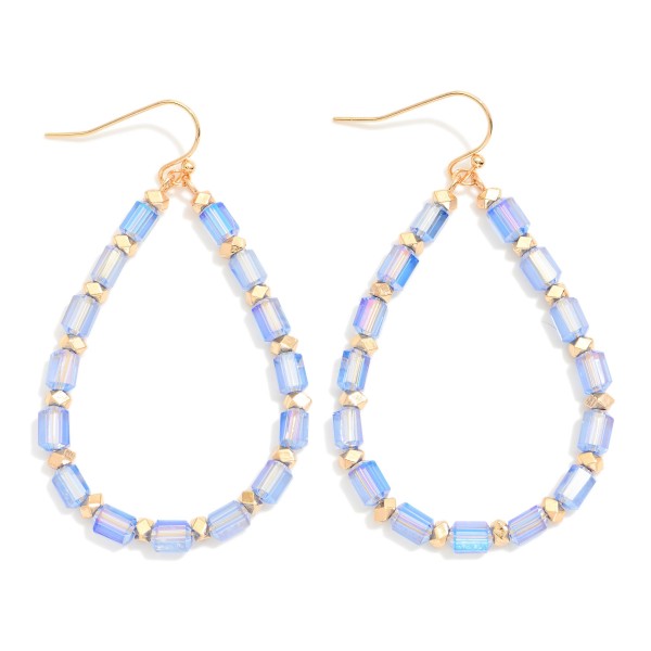Wholesale beaded Teardrop Drop Earrings Glass Crystal Metal Tones L