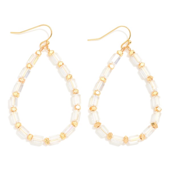 Wholesale beaded Teardrop Drop Earrings Glass Crystal Metal Tones L