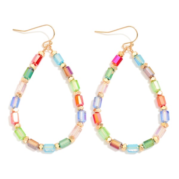 Wholesale beaded Teardrop Drop Earrings Glass Crystal Metal Tones L