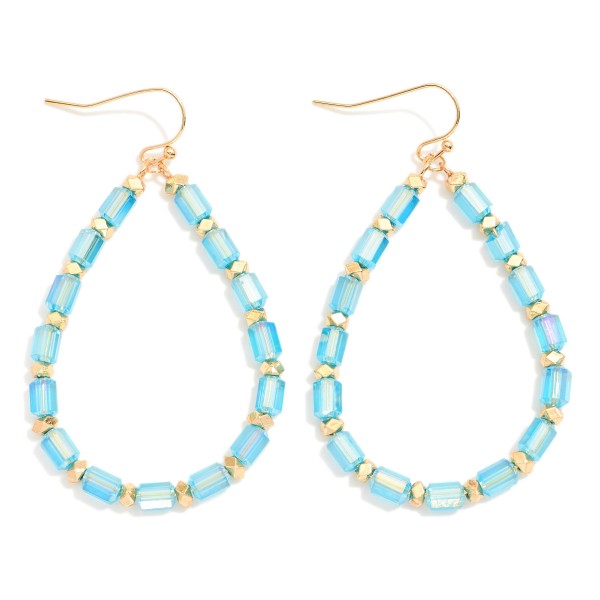 Wholesale beaded Teardrop Drop Earrings Glass Crystal Metal Tones L