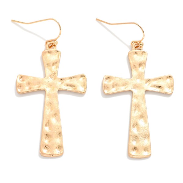 Wholesale hammered Metal Cross Drop Earrings L