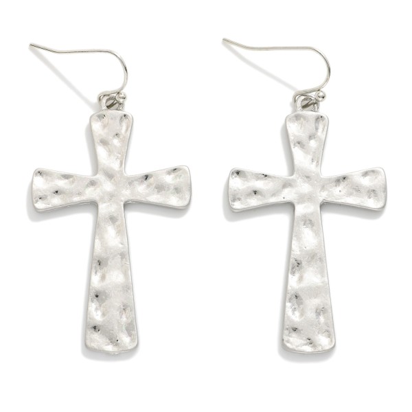 Wholesale hammered Metal Cross Drop Earrings L