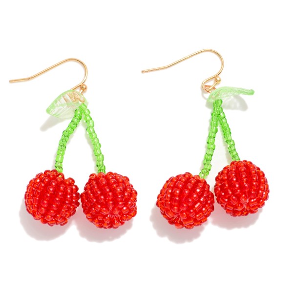 Beaded Cherries Drop Earrings 

- Approximately 1.75" L