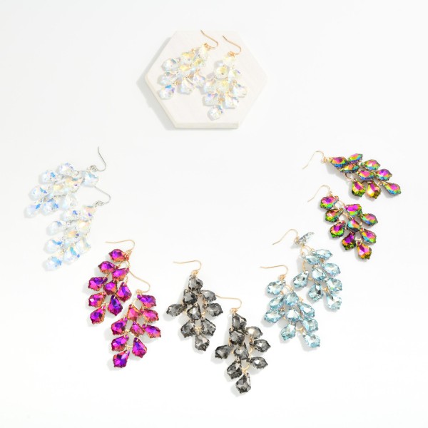 Glass Crystal Tassel Drop Earring 

- Approximately 3" L
