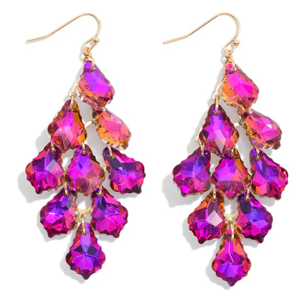 Glass Crystal Tassel Drop Earring 

- Approximately 3" L
