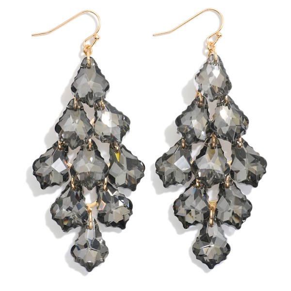 Glass Crystal Tassel Drop Earring 

- Approximately 3" L

