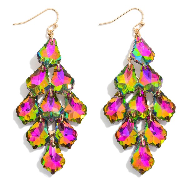 Glass Crystal Tassel Drop Earring 

- Approximately 3" L
