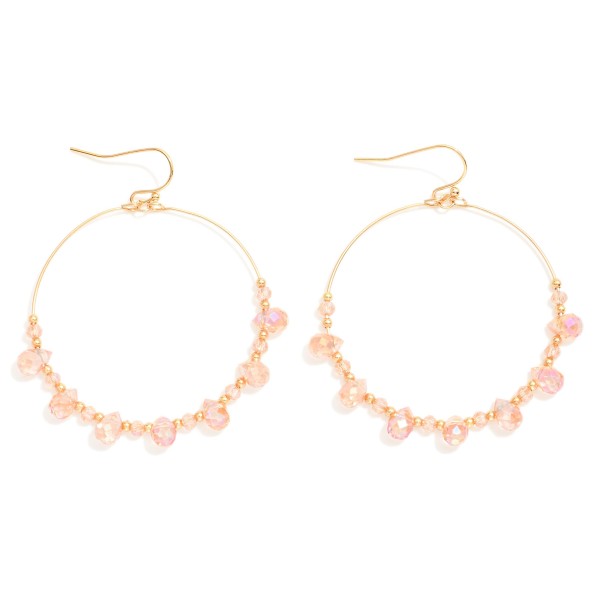 Wholesale beaded Wire Hoop Drop Earrings Glass Crystal Teardrop Beads L