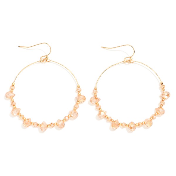 Wholesale beaded Wire Hoop Drop Earrings Glass Crystal Teardrop Beads L