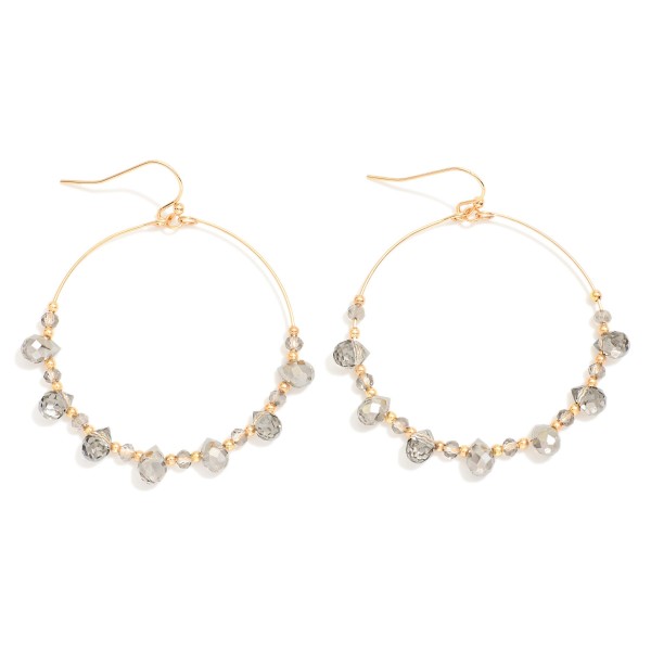 Wholesale beaded Wire Hoop Drop Earrings Glass Crystal Teardrop Beads L