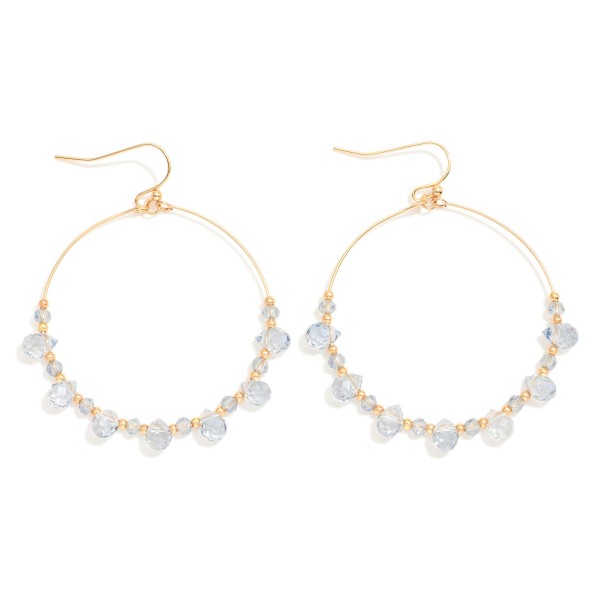 Wholesale beaded Wire Hoop Drop Earrings Glass Crystal Teardrop Beads L
