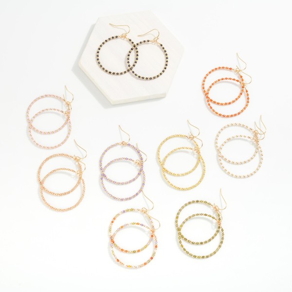Faceted Beaded Drop Hoop Earrings Featuring Gold Tone Beads 

- Approximately 2" L