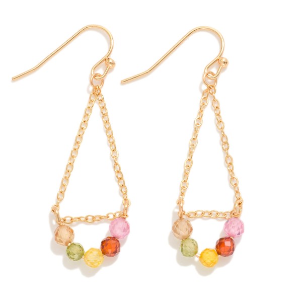 Chain Link Teardrop Drop Earrings Featuring Cubic Zirconia Arch Detail 

- Approximately 1.5" L