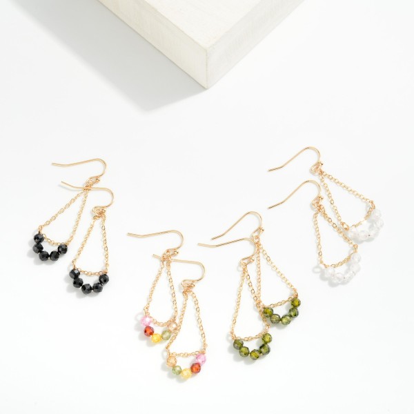 Chain Link Teardrop Drop Earrings Featuring Cubic Zirconia Arch Detail 

- Approximately 1.5" L