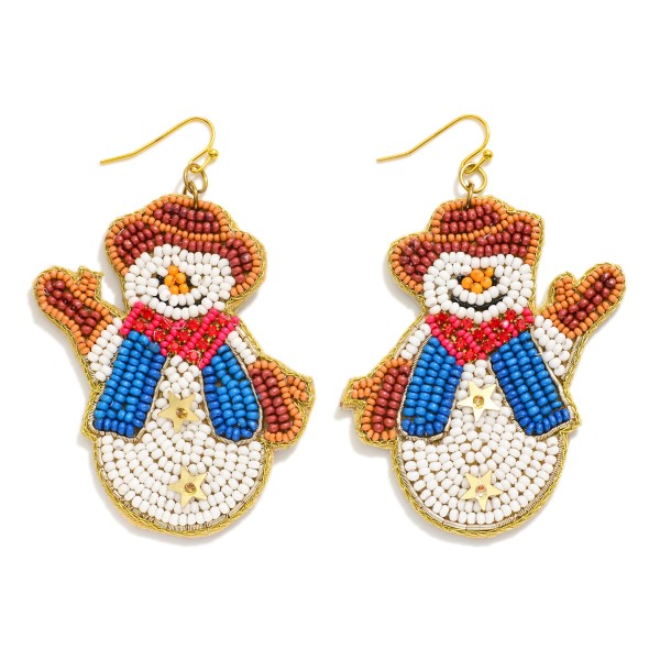 Wholesale seed Beaded Cowboy Snowman Post Drop Earrings L