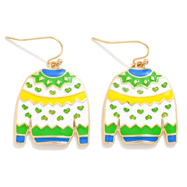 Wholesale enamel Christmas Sweater Drop Earrings L