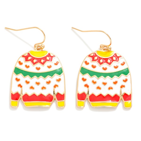 Wholesale enamel Christmas Sweater Drop Earrings L